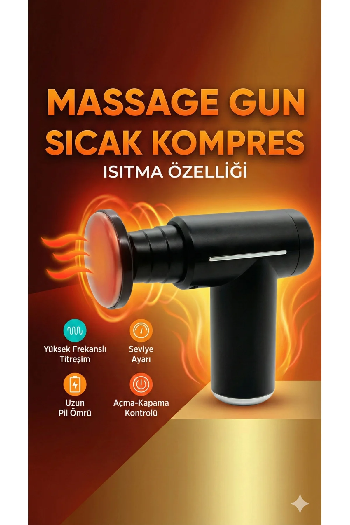 Sıcak Ve Soğuk Terapili Masaj Tabancası - Şarjlı Isıtmalı Masaj Cihazı - Sporcu Masaj Aleti - Görsel 2