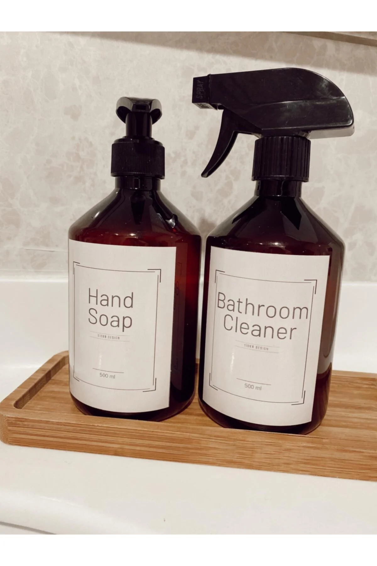 Siderdesign 2'li Amber Plastik Set Hand Soap Ve Bathroom Cleaner 