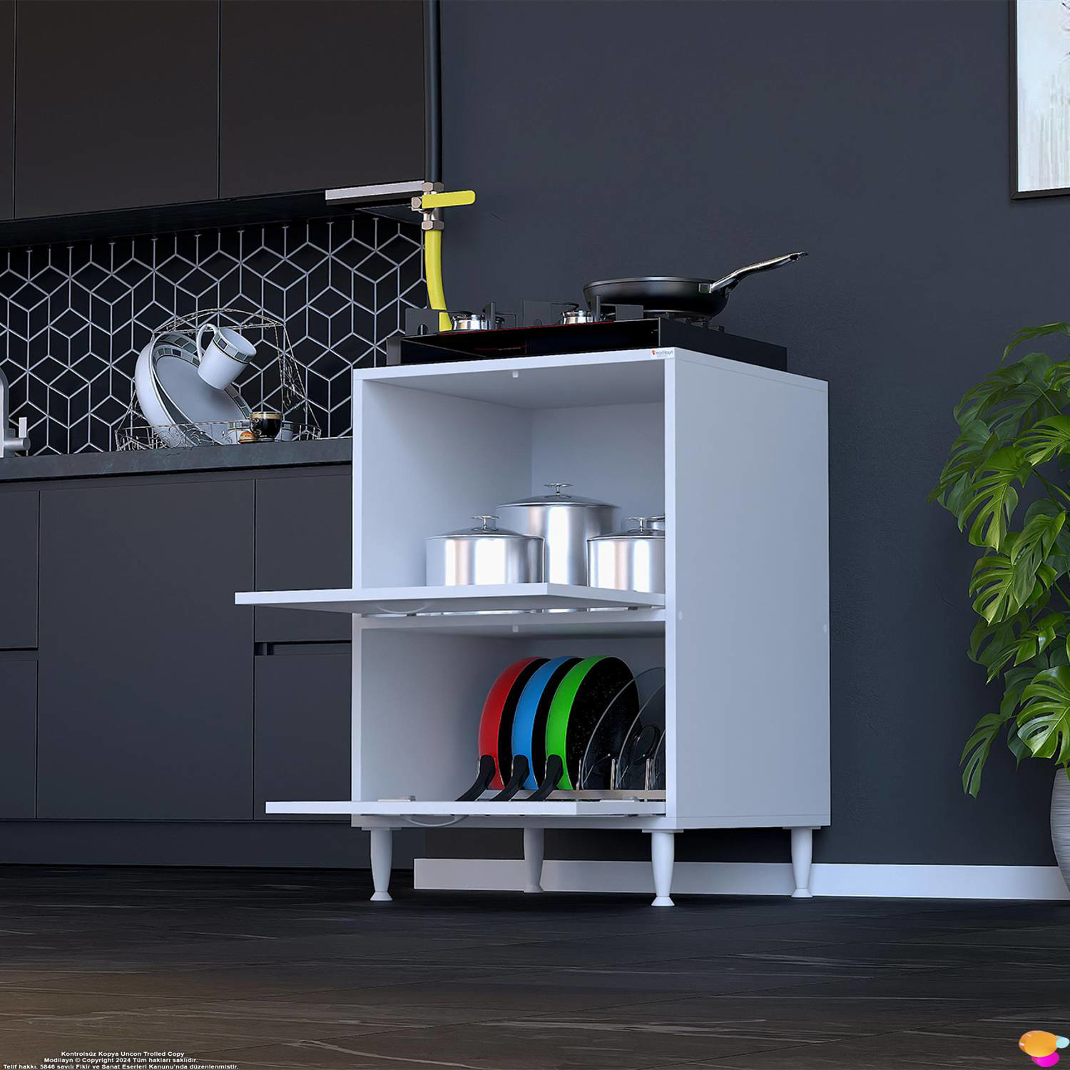 Siena 60 cm Çift Kapaklı Set Üstü Ocak Dolabı Fırınlık Kiler Çok Siena 60 cm Çift Kapaklı Set Üstü Ocak Dolabı Fırınlık Kiler Çok - Görsel 4