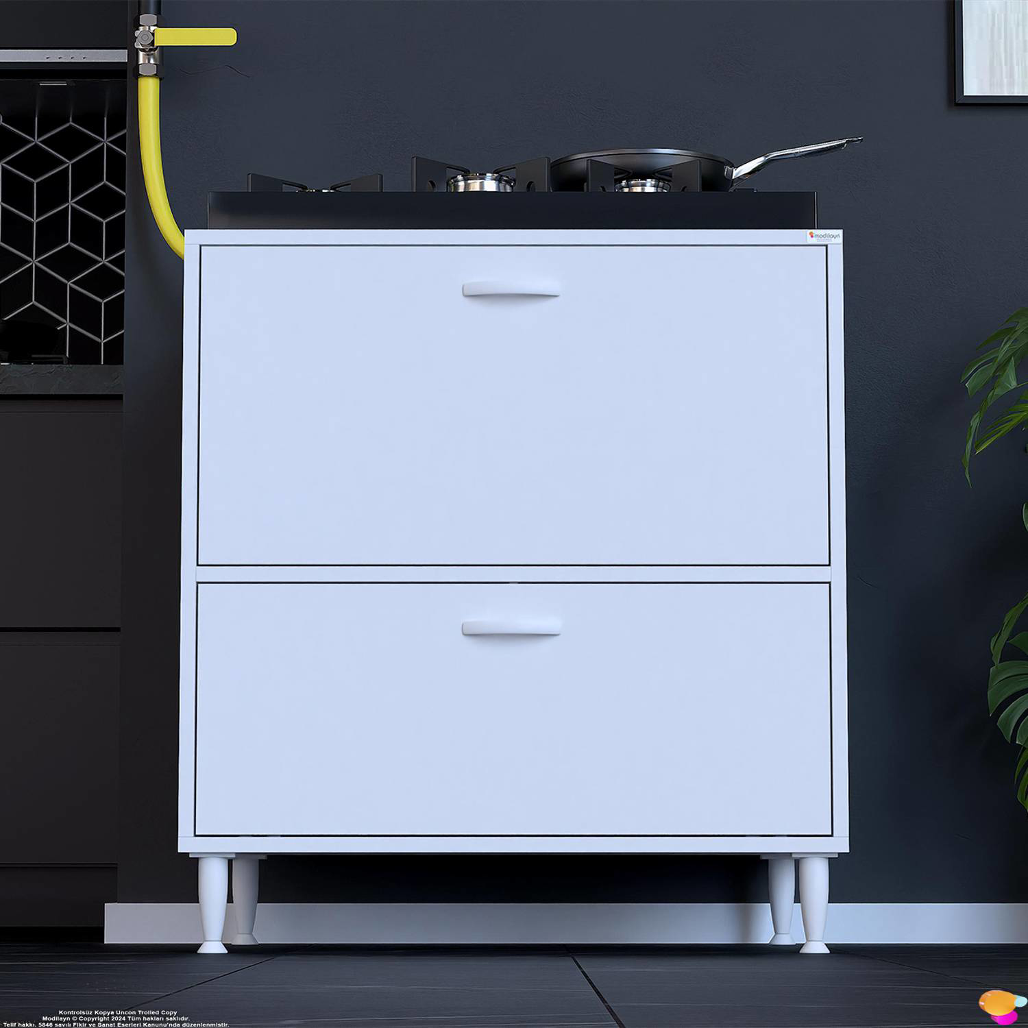Siena 70 cm Çift Kapaklı Set Üstü Ocak Dolabı Fırınlık Kiler Çok Siena 70 cm Çift Kapaklı Set Üstü Ocak Dolabı Fırınlık Kiler Çok - Görsel 3