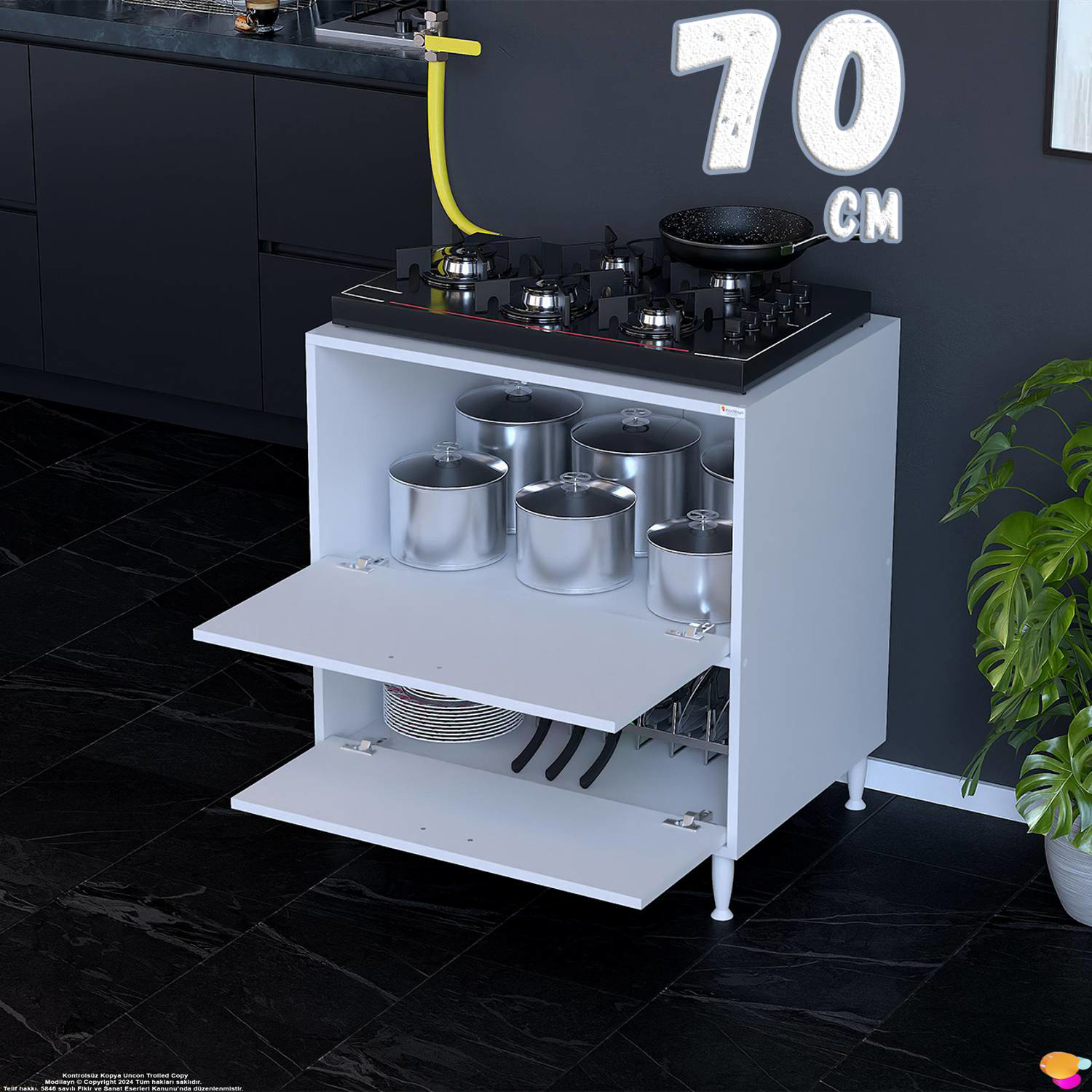 Siena 70 cm Çift Kapaklı Set Üstü Ocak Dolabı Fırınlık Kiler Çok Siena 70 cm Çift Kapaklı Set Üstü Ocak Dolabı Fırınlık Kiler Çok
