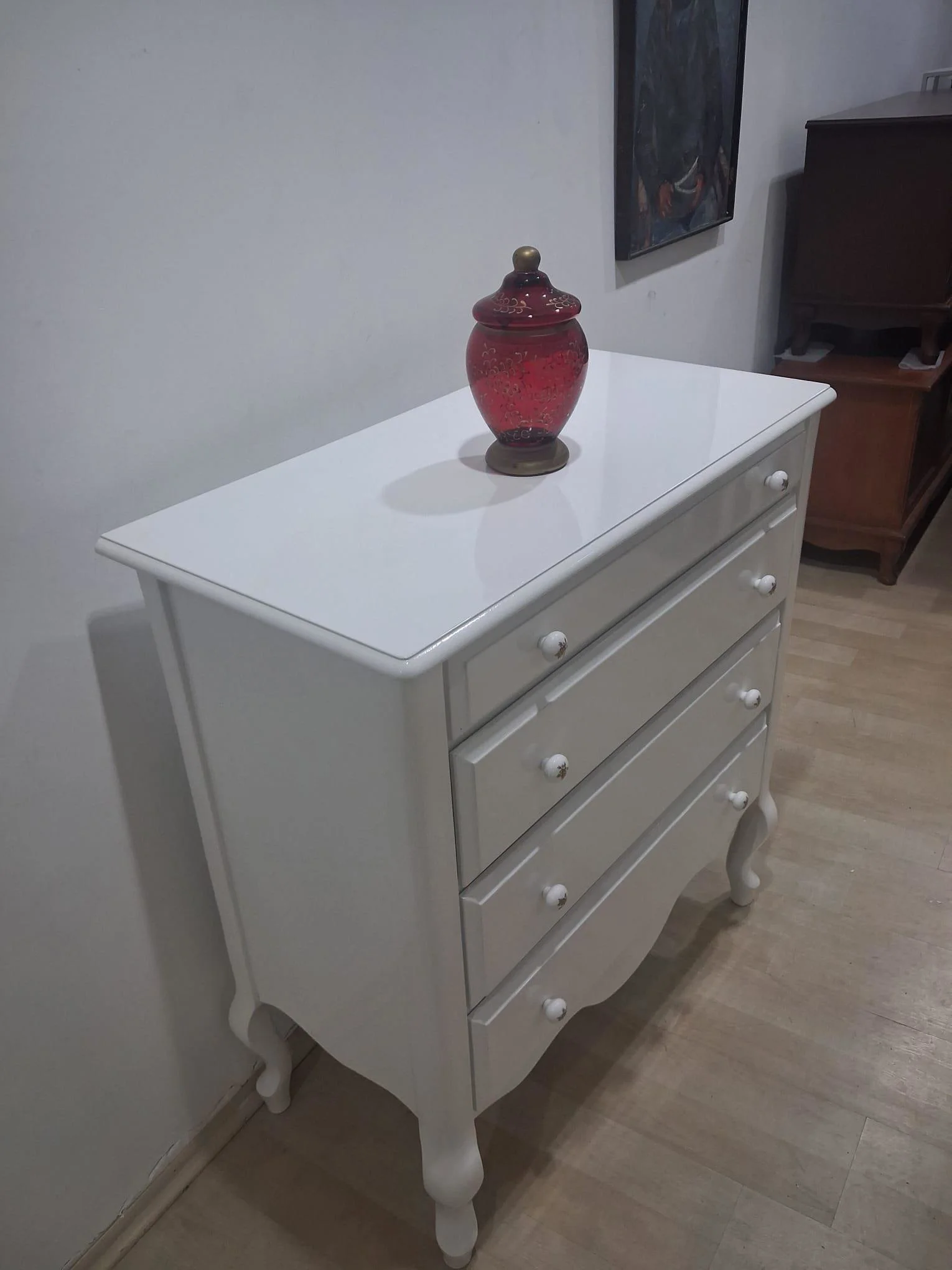 Şifonyer 13681 Aslan Model Kayın Ayak Parlak Beyaz Natüre PORSELE
