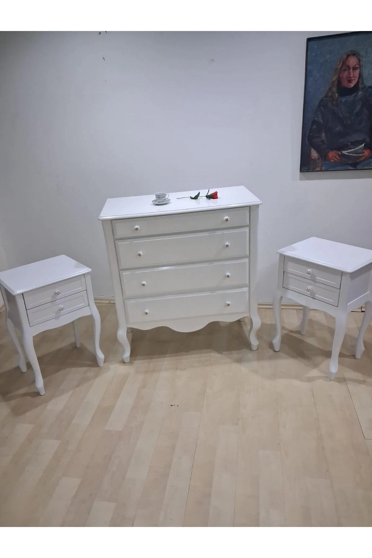 Şifonyer 2 Adet Komodin 90668 Model Aslan Ayak Kayın Parlak Beyaz Porselen Kulp Şifonyer 2 Adet Komodin 90668 Model Aslan Ayak Kayın Parlak Beyaz Porselen Kulp - Görsel 8