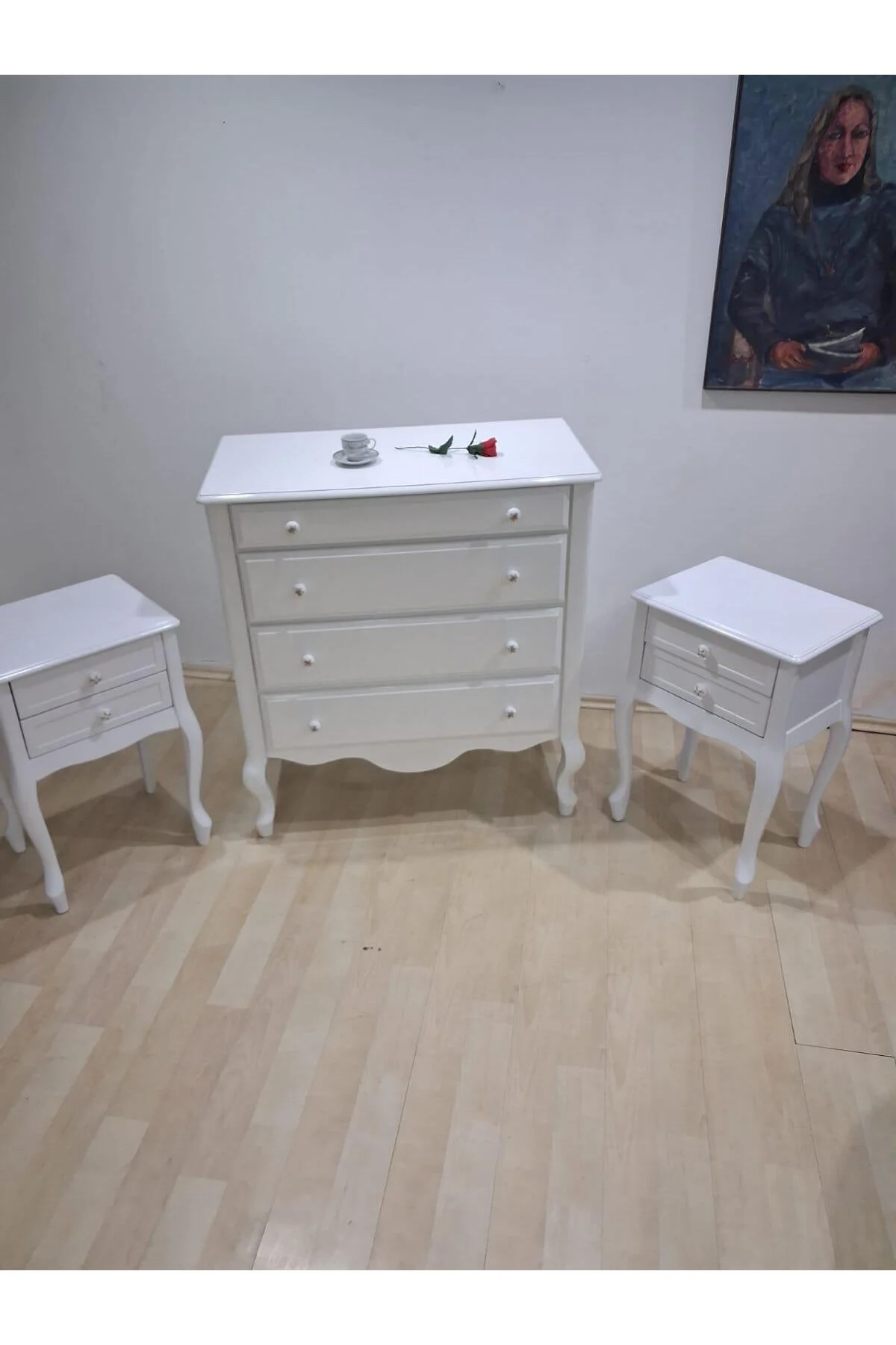 Şifonyer 2 Adet Komodin 90668 Model Aslan Ayak Kayın Parlak Beyaz Porselen Kulp Şifonyer 2 Adet Komodin 90668 Model Aslan Ayak Kayın Parlak Beyaz Porselen Kulp - Görsel 7