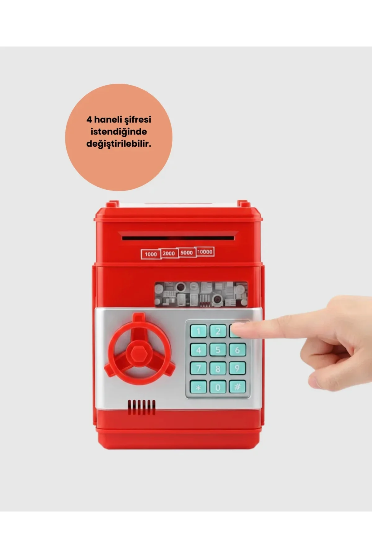 Şifreli Kırmızı ATM Tasarımlı Çelik Kasa Görünümlü Kumbara Şifreli Kırmızı ATM Tasarımlı Çelik Kasa Görünümlü Kumbara