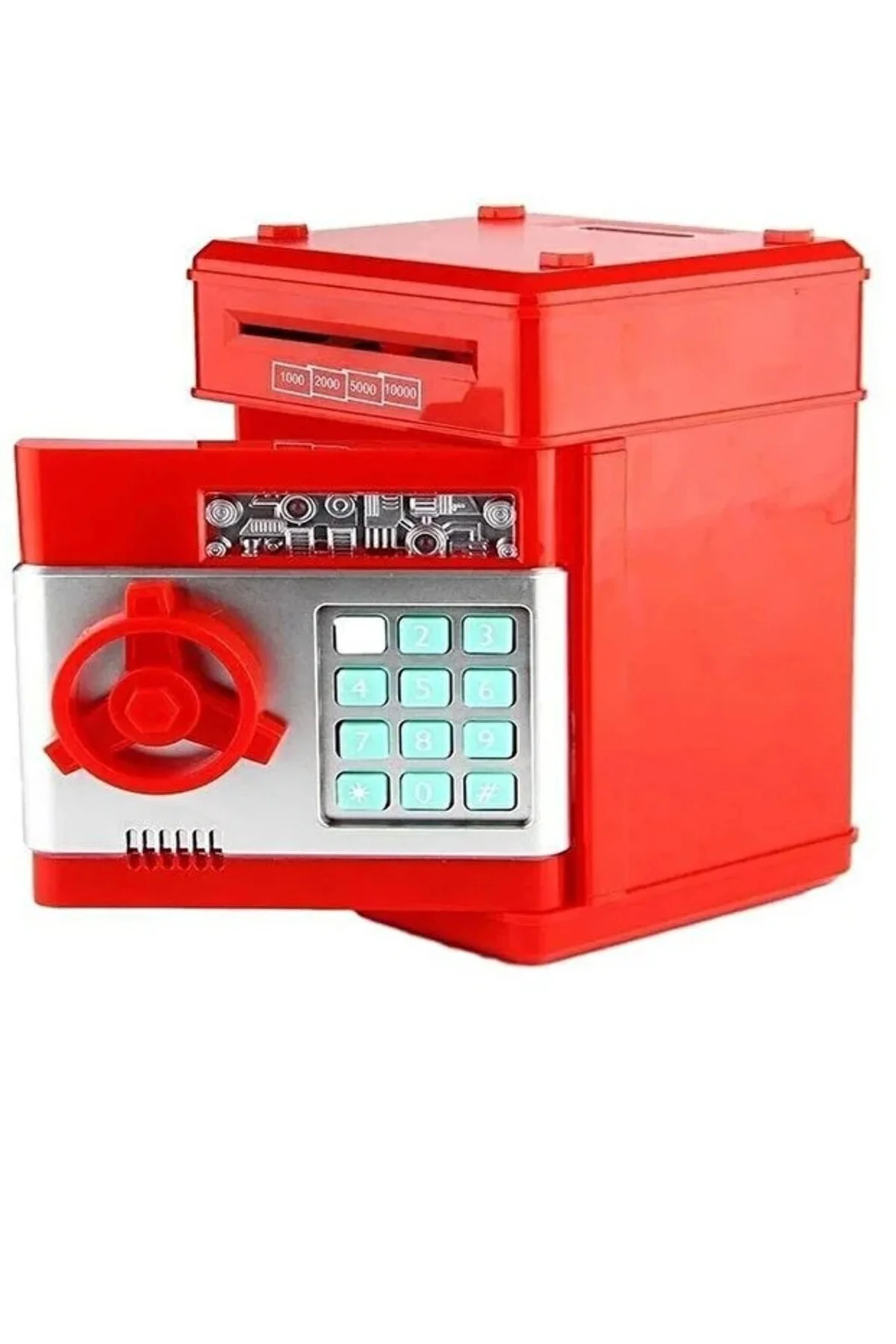 Şifreli Otomatik Kağıt Para Alan Atm Kasa Kumbara - Kırmızı 19X13X10 CM Şifreli Otomatik Kağıt Para Alan Atm Kasa Kumbara - Kırmızı 19X13X10 CM
