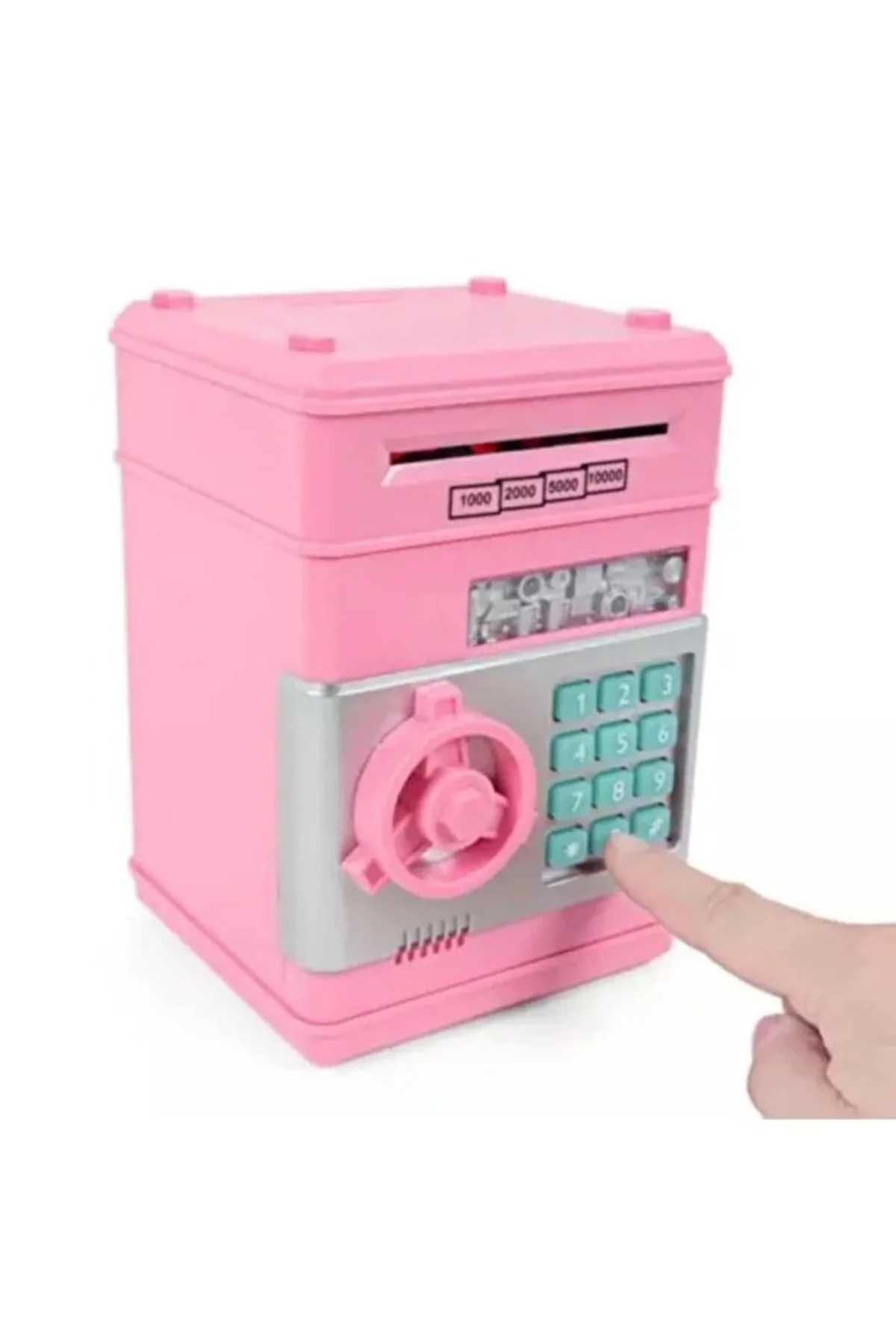 Şifreli Otomatik Kağıt Para Alan Atm Kasa Kumbara - Pembe 19X13X1