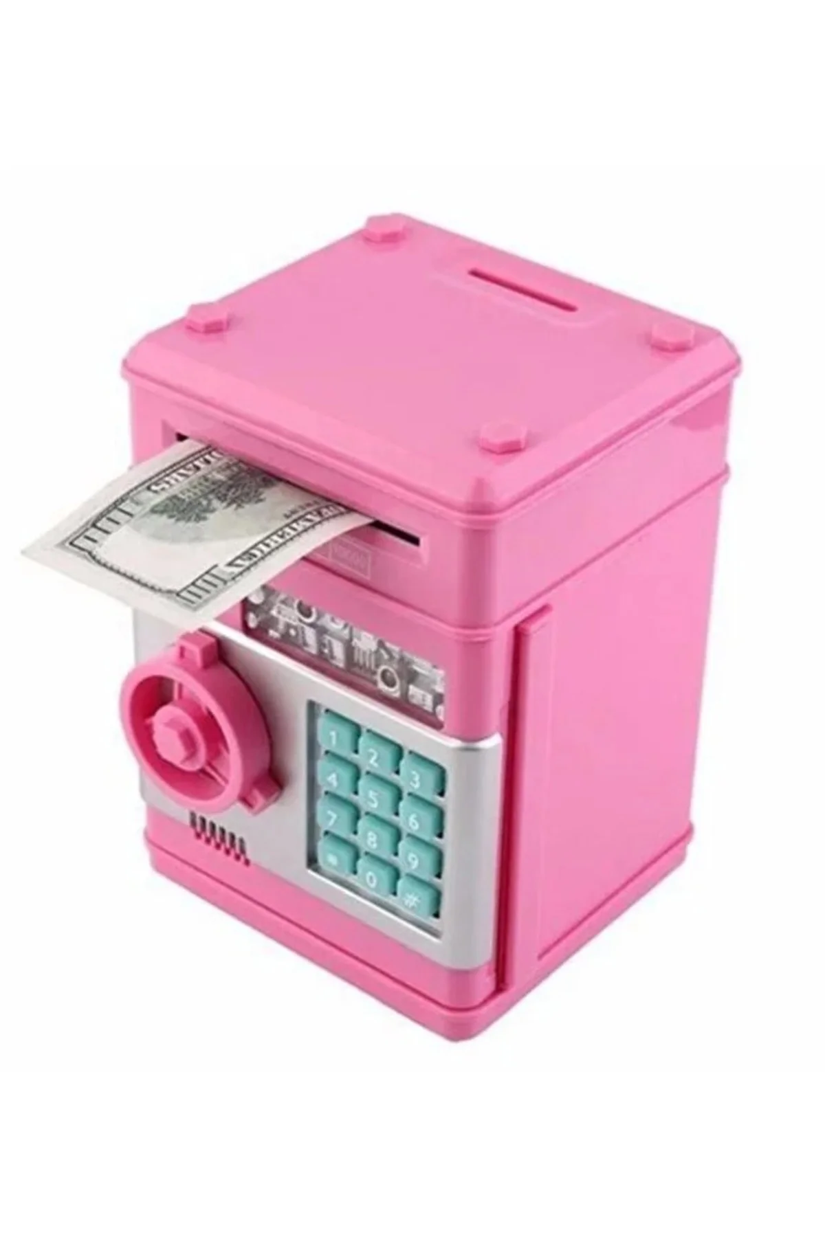 Şifreli Otomatik Kağıt Para Alan Atm Kasa Kumbara - Pembe 19X13X1