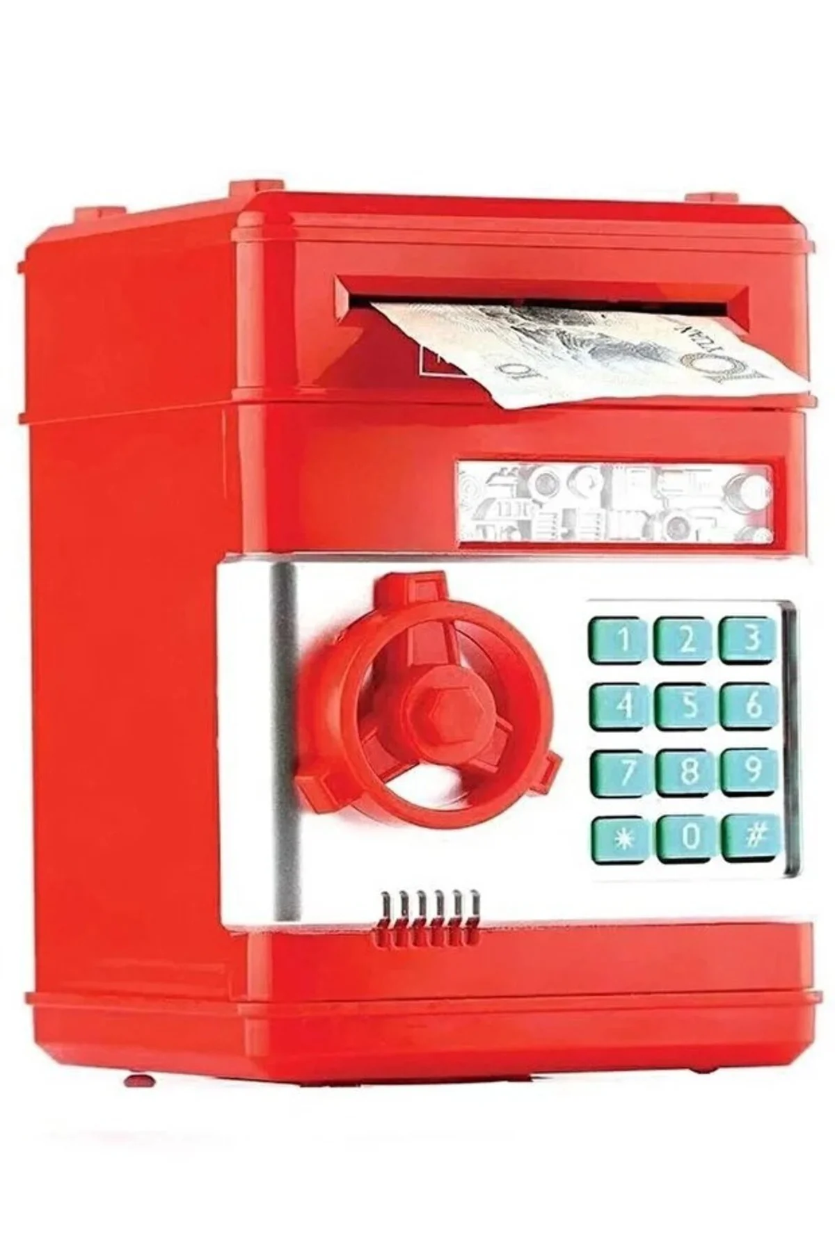 Şifreli Otomatik Kağıt Para Alan Atm Kasa Kumbara - Kırmızı 19X13X10 CM Şifreli Otomatik Kağıt Para Alan Atm Kasa Kumbara - Kırmızı 19X13X10 CM