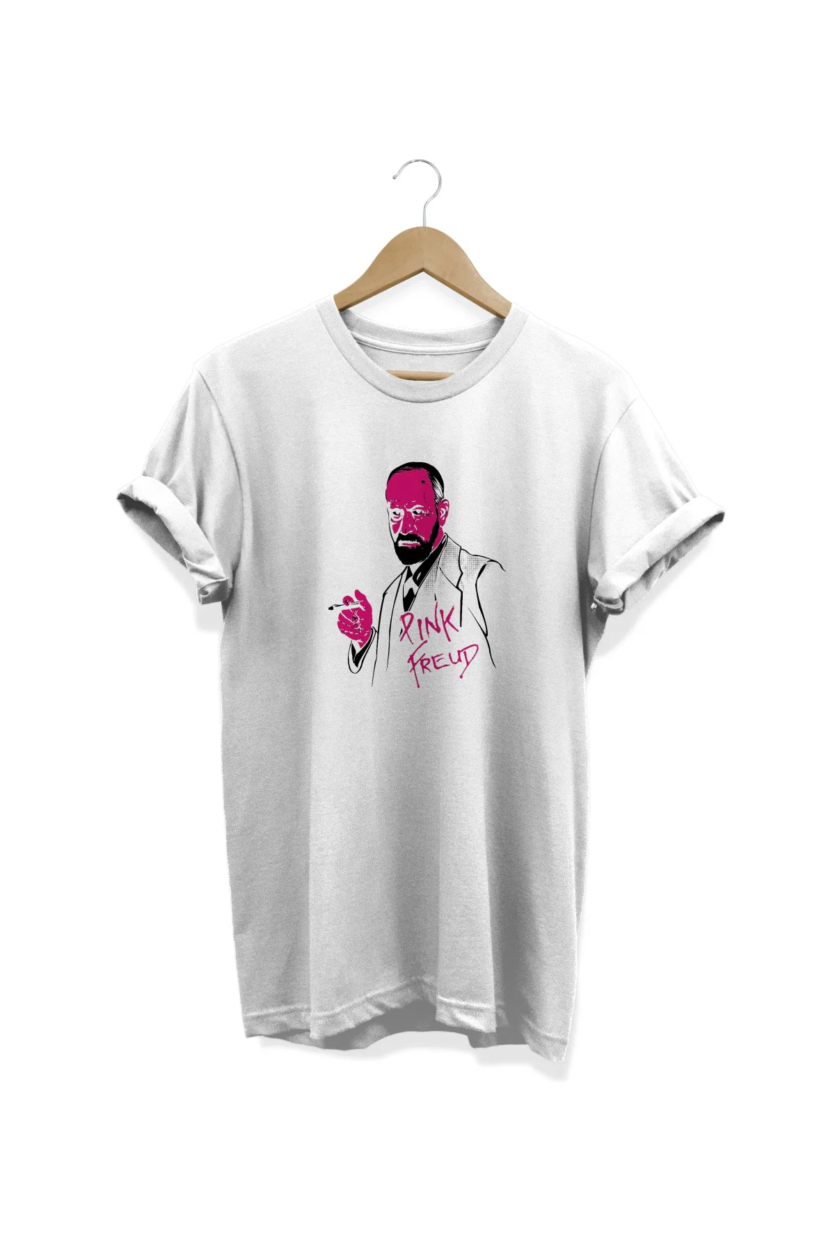 Sigmund '' Pink '' Freud Dijital Baskılı Oversize T-shirt %100 Pamuk