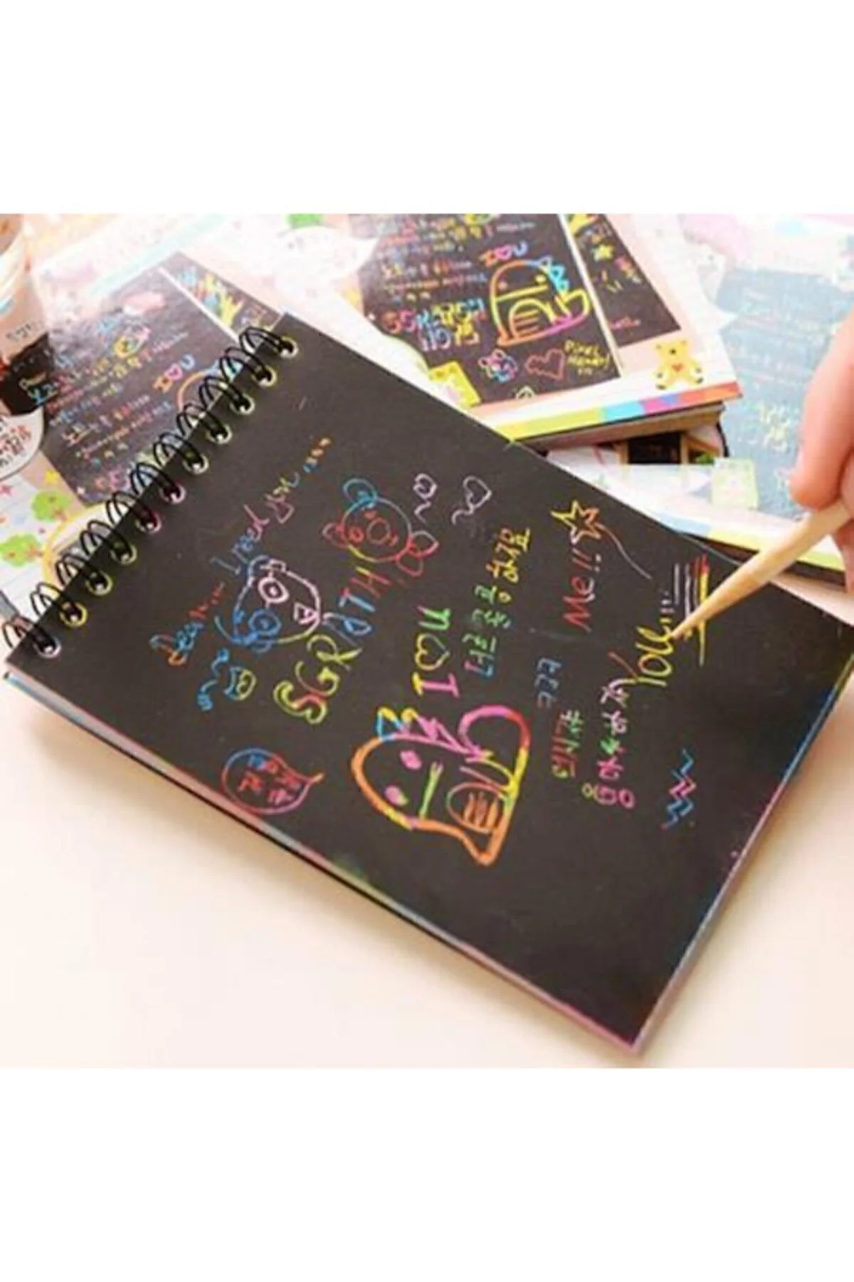Sihirli Defter Siyah Yapraklı A6 (10x14) Kazımalı Defter - 1 Adet