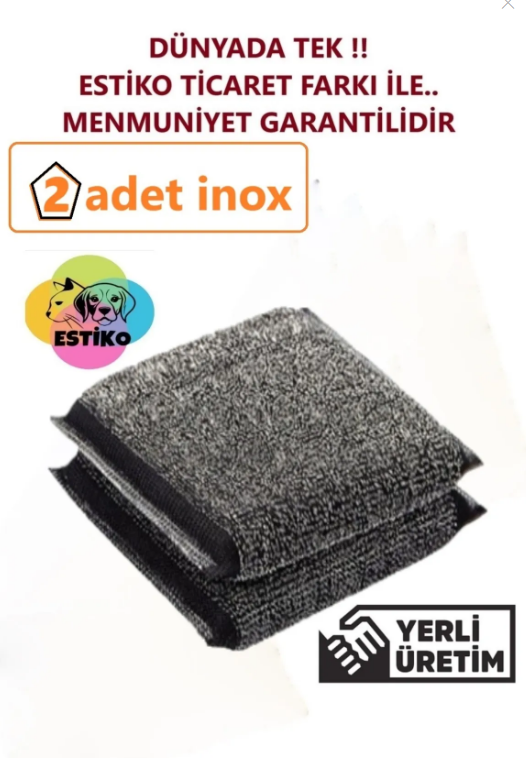 Estiko Sihirli İnox Paslanmaz Telli Bulaşik Süngeri 2Li Paket