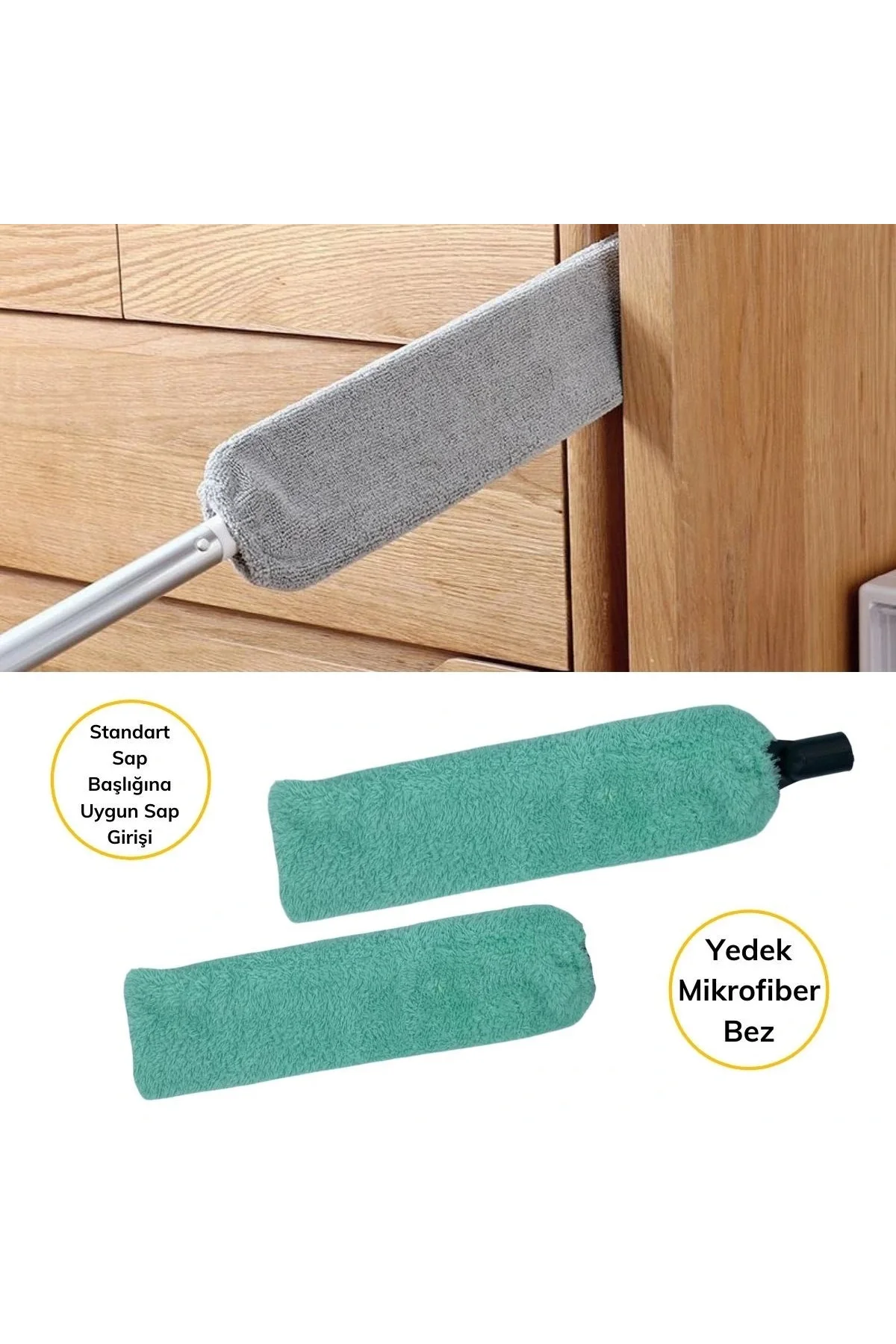 Sihirli Mikrofiber Başlıklı Girintili Yüzey Temizleme Mopu Toz Alma Fırçası - Görsel 5