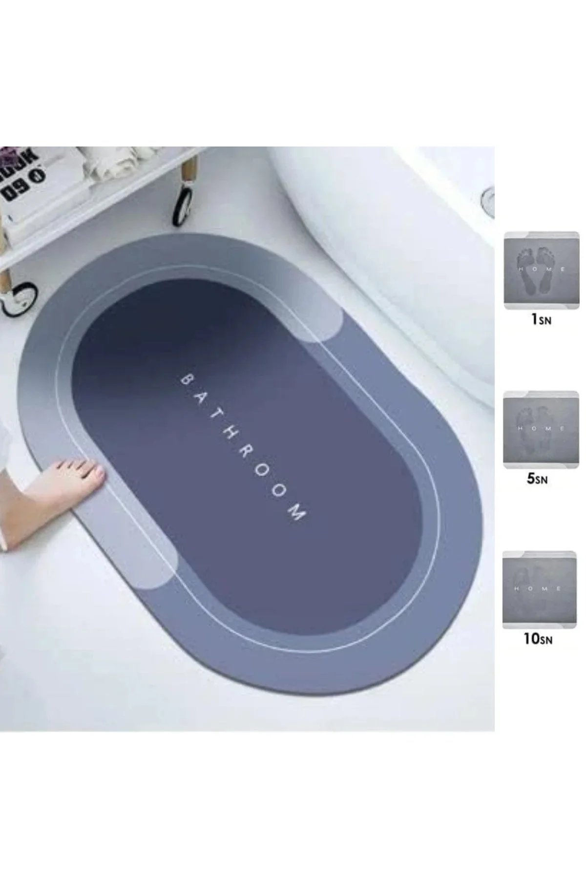 Sihirli Süper Su Emici Kaymaz Tabanlı Oval Paspas 40*60 cm