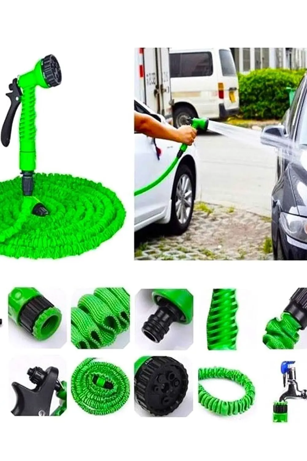 Sihirli Uzayan Hortum 7,5 Metre Tabancalı Bahçe Sulama Araç Yıkam