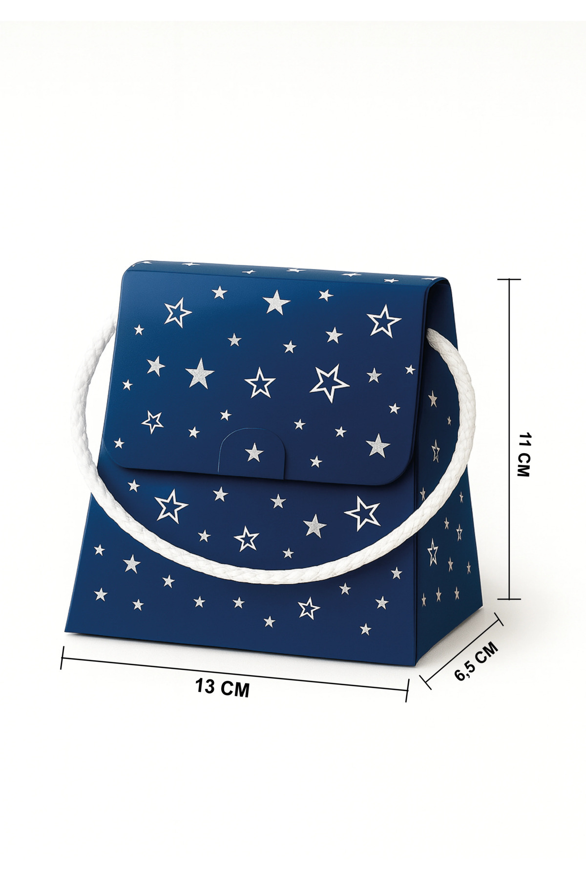 Şık 2’li Mavi Yıldızlı ve Siyah Puantiyeli Hediyelik Karton Çanta