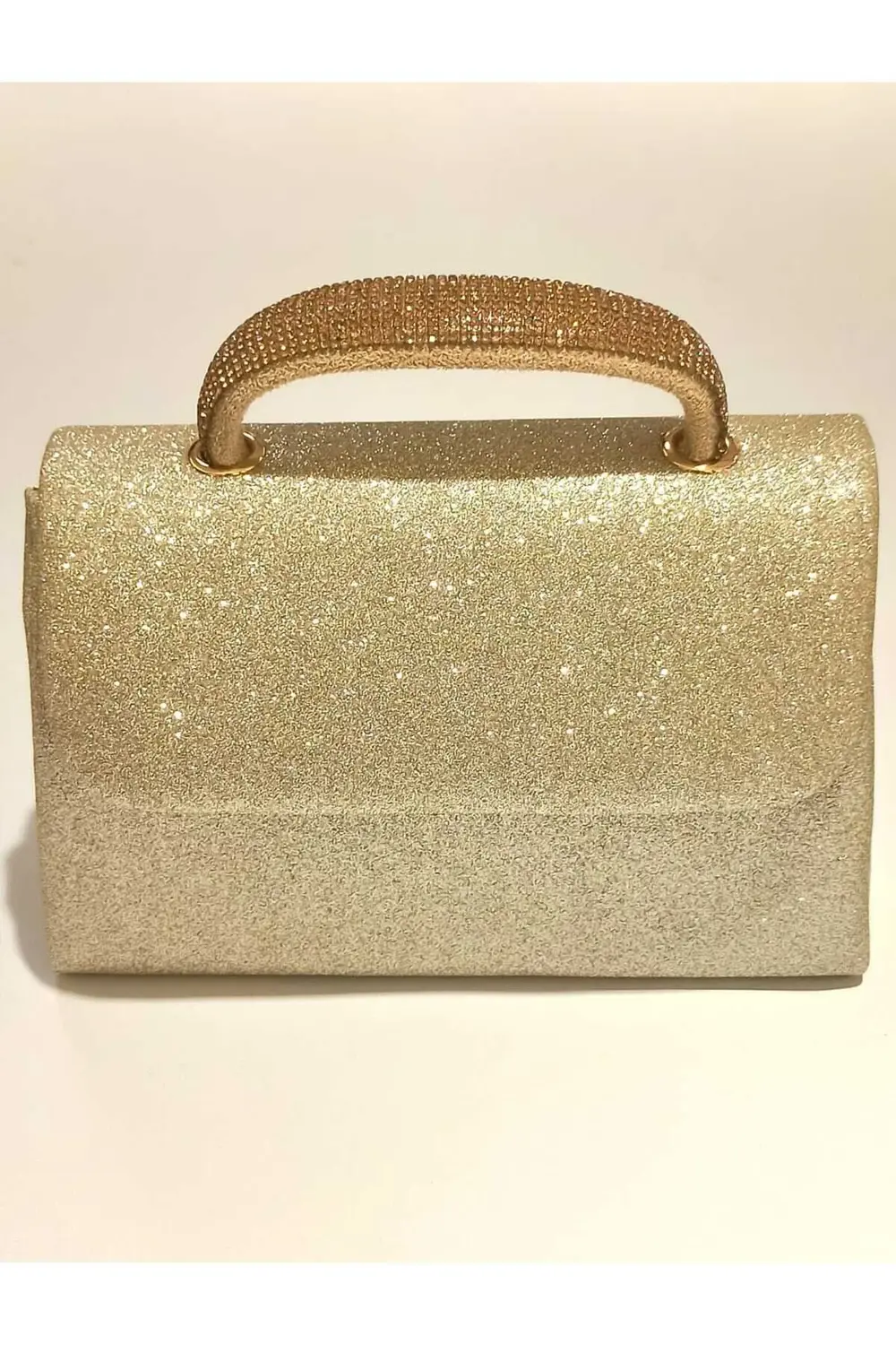 Şık Abiye Sarı Yaldız Simli Çanta