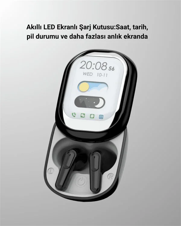 Şık Akıllı ve Güçlü LED Ekranlı Kablosuz Kulaklık Seti - Akıllı Enerji Yönetimi ile Kesintisiz Müzik Deneyimi