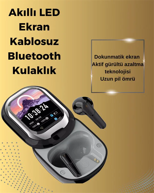 Şık Akıllı ve Güçlü LED Ekranlı Kablosuz Kulaklık Seti - Akıllı Enerji Yönetimi ile Kesintisiz Müzik Deneyimi