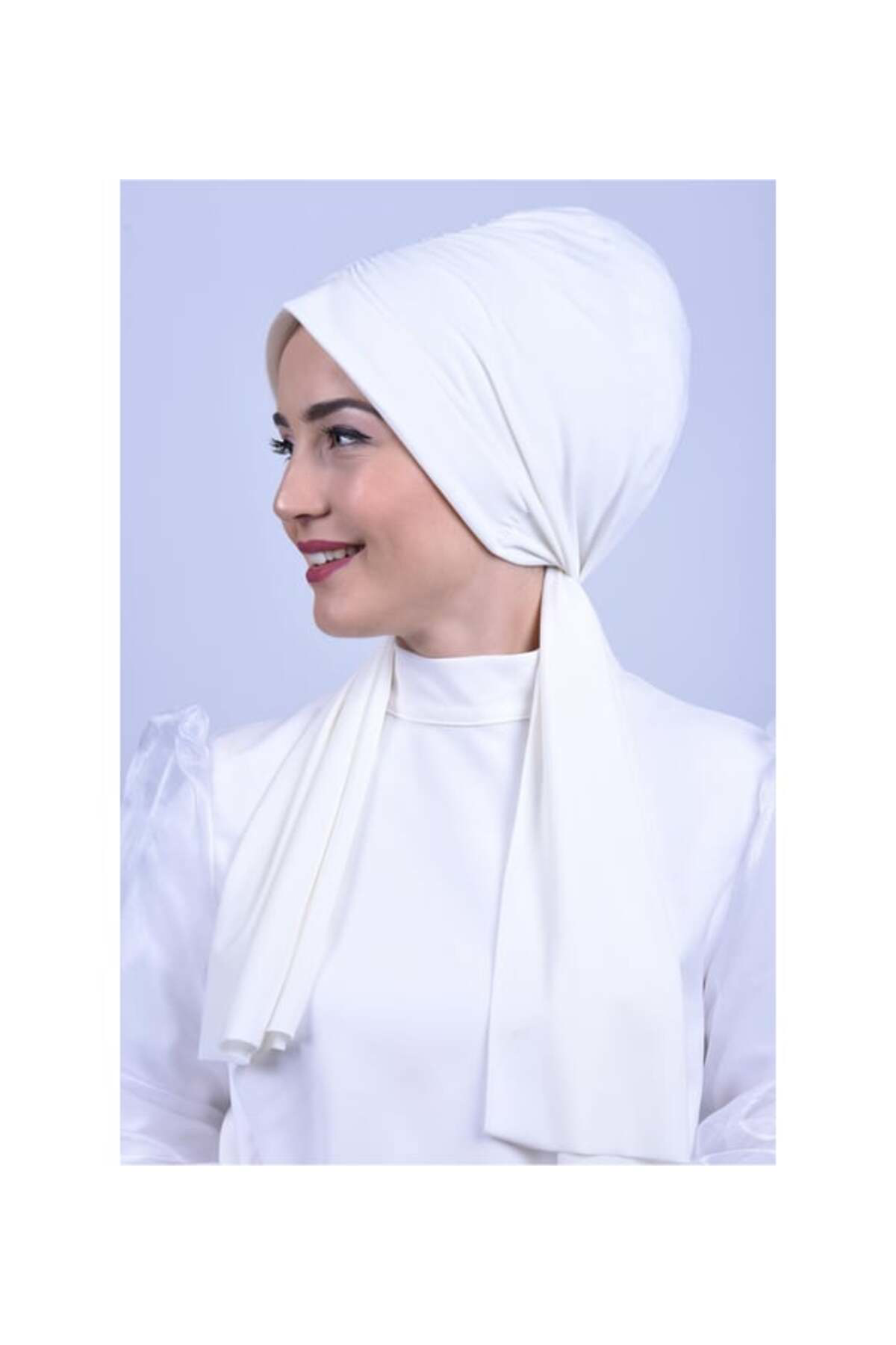 Monalisa Home Şık Büzgülü Başörtüsü Beyaz Renkli