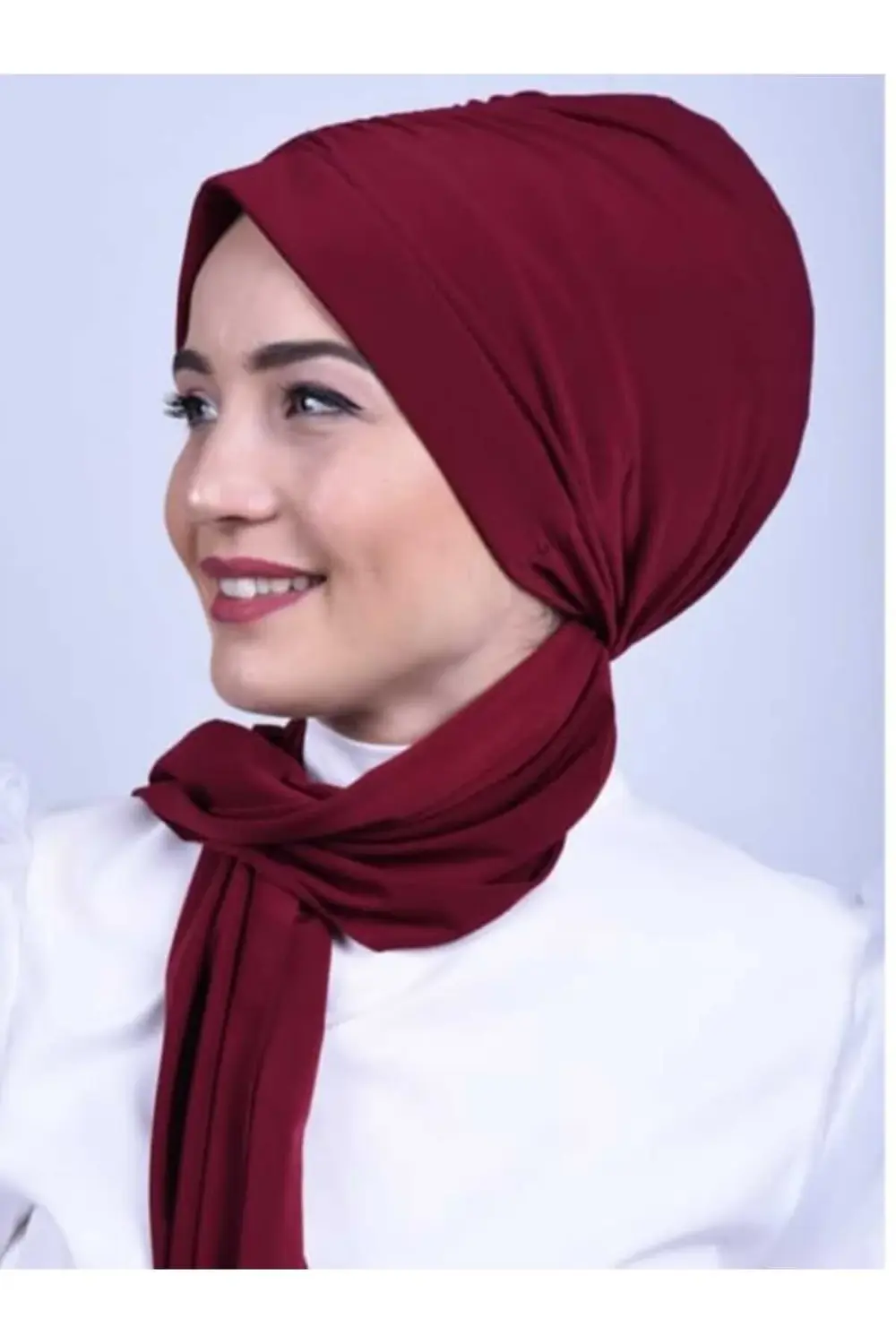 Şık Büzgülü Bordo Renkli Bone