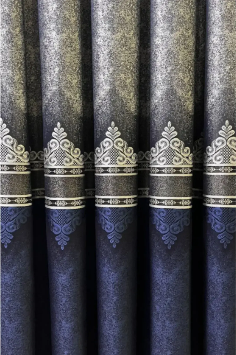 Şık Desenli Pano Fon Lacivert-Gümüş (Tek Kanat+Aksesuar)