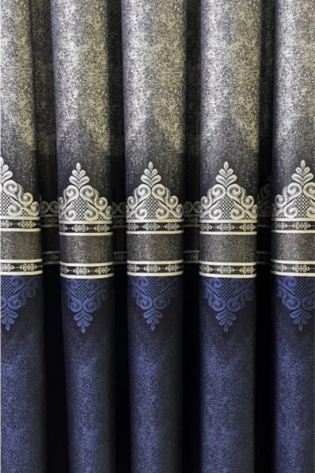 Şık Desenli Pano Fon Lacivert-Gümüş (Tek Kanat+Aksesuar)