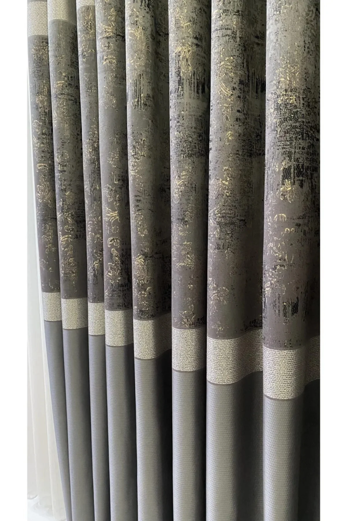 Şık Desenli Pano Fon Antrasit-Gold (Tek Kanat+Aksesuar)