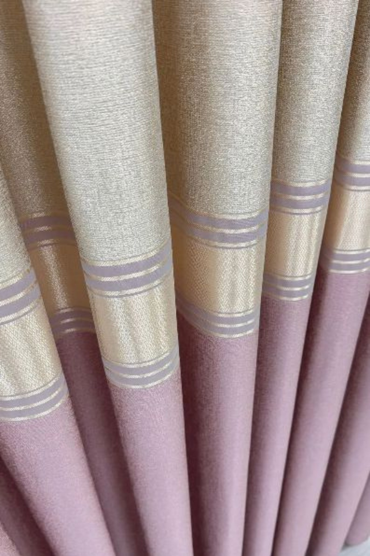 Özgün Home Şık Desenli Pano Fon Bej - Pembe (Tek Kanat+Aksesuar)