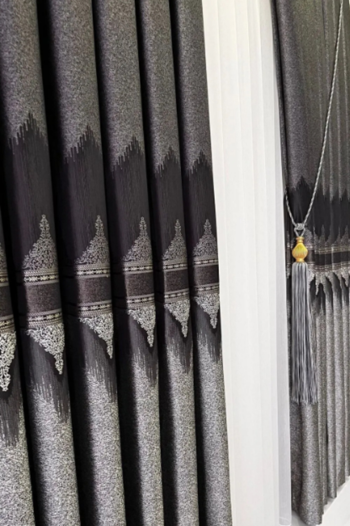 Özgün Home Şık Desenli Pano Fon Antrasit-Gri (Tek Kanat+Aksesuar)