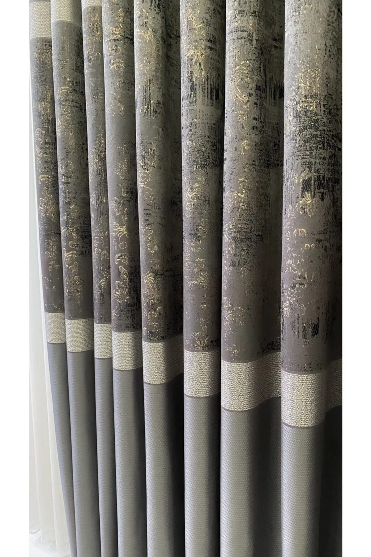 Özgün Home Şık Desenli Pano Fon Antrasit-Gold (Tek Kanat+Aksesuar)