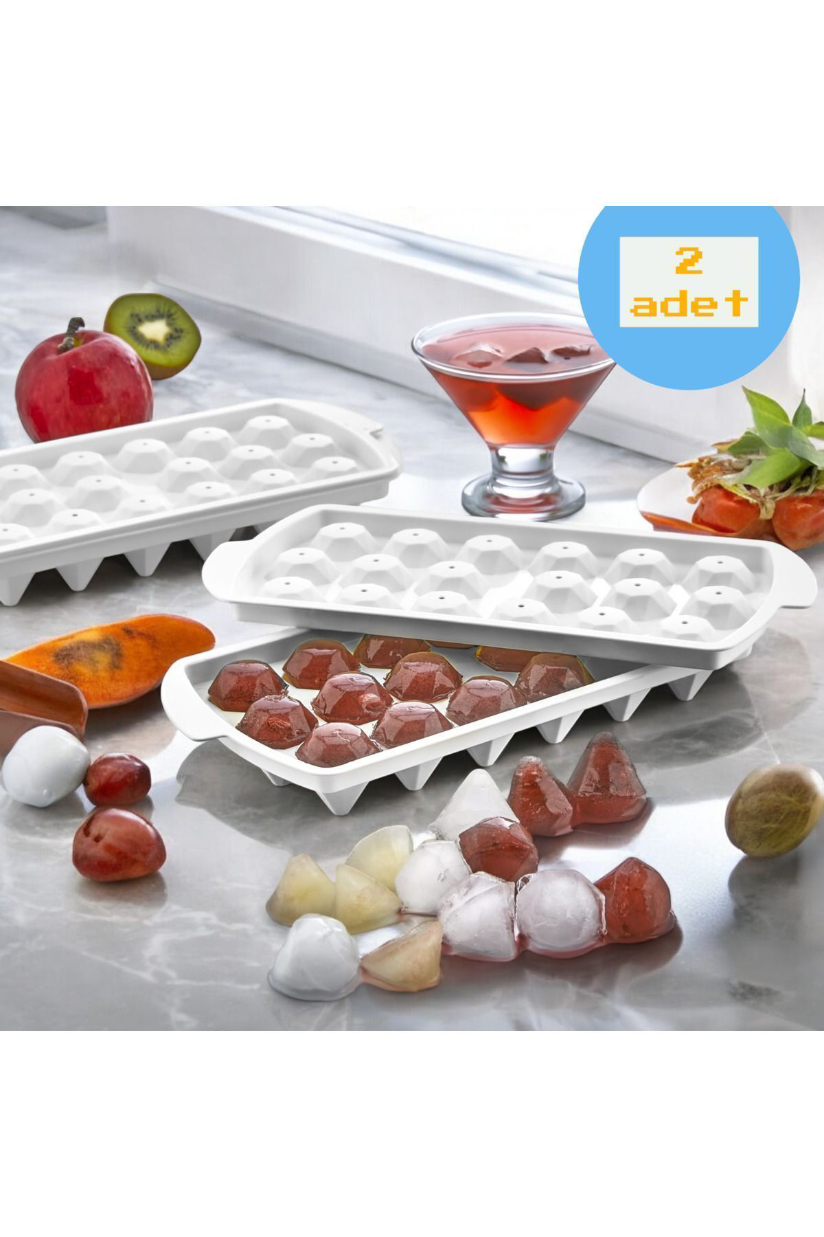 Şık Elmas Şeklinde 18'li Buzluk Seti - Göz Alıcı Elmas Desenli 18