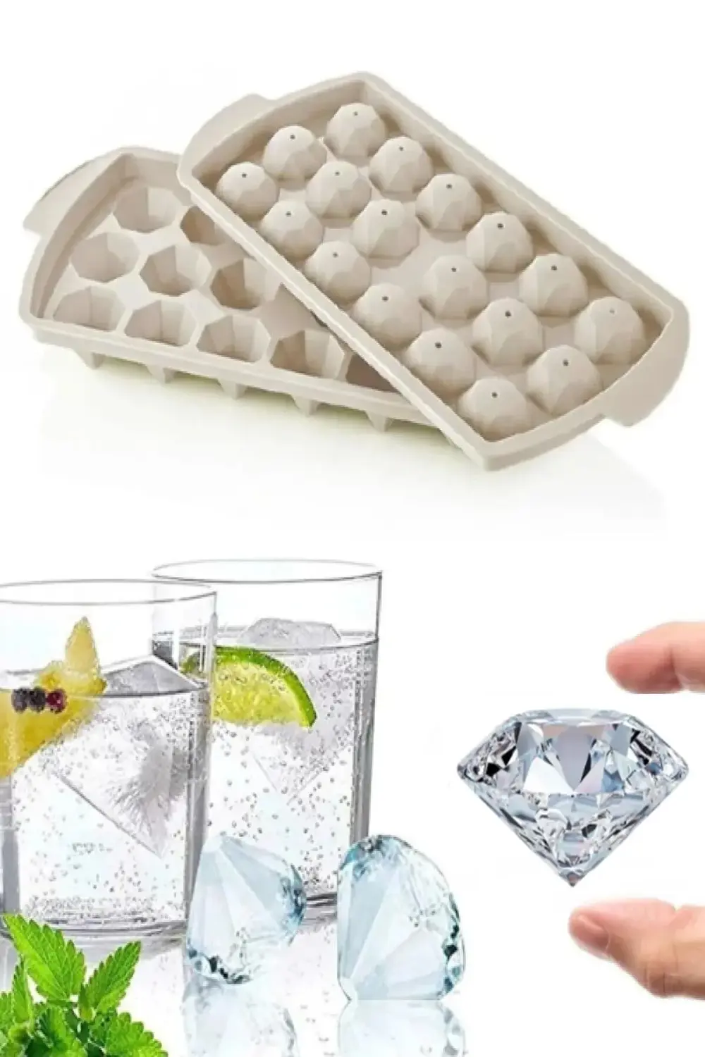 Şık Elmas Şeklinde 18'li Buzluk Seti - Göz Alıcı Elmas Desenli 18