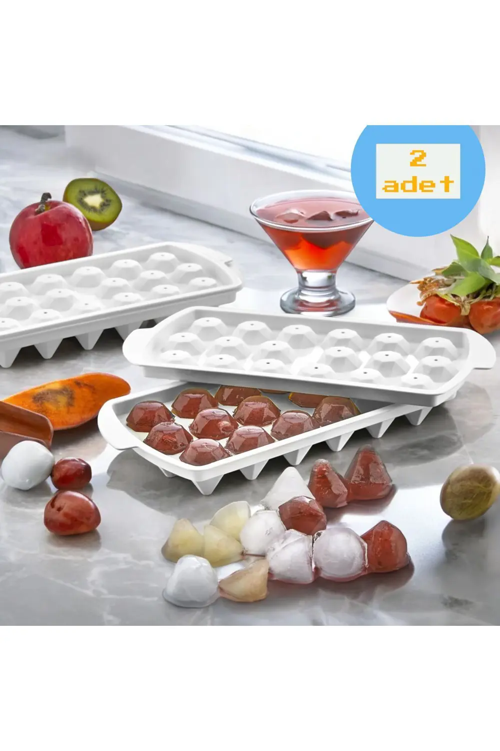 Şık Elmas Şeklinde 18'li Buzluk Seti - Göz Alıcı Elmas Desenli 18