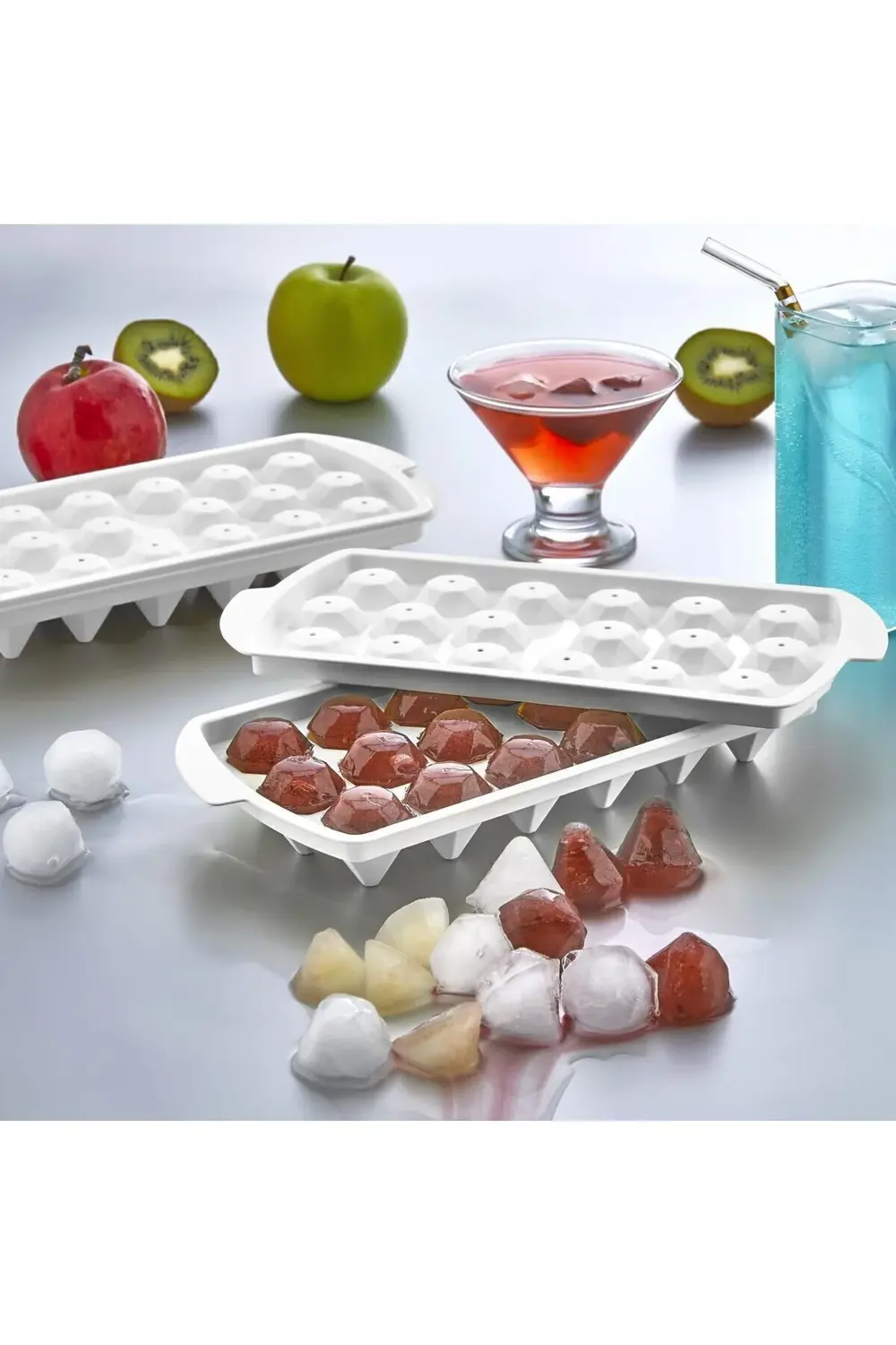 Şık Elmas Şeklinde 18'li Buzluk Seti - Göz Alıcı Elmas Desenli 18