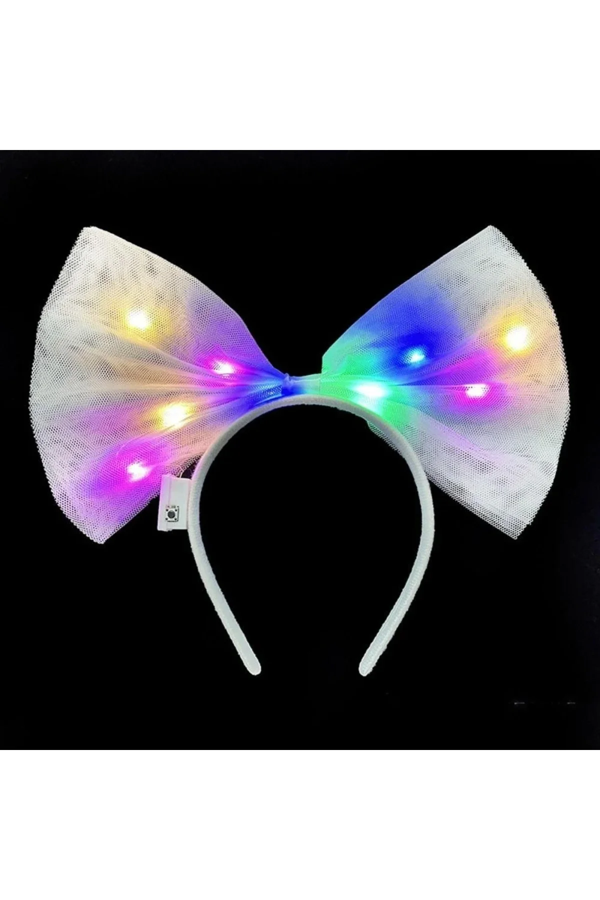 Şık Fiyonk Şekilli Led Işıklı Tül Parti Tacı Beyaz Renkli 25X25 Cm Şık Fiyonk Şekilli Led Işıklı Tül Parti Tacı Beyaz Renkli 25X25 Cm - Görsel 2