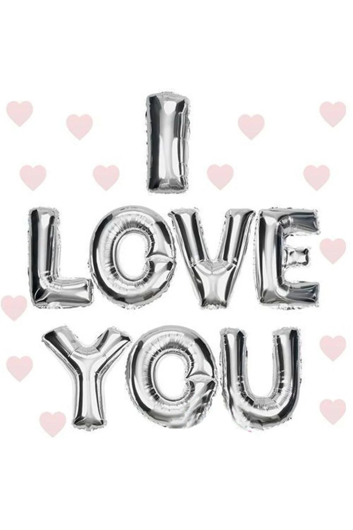 Şık Gümüş Folyo Balon I Love Cm - Görsel 2
