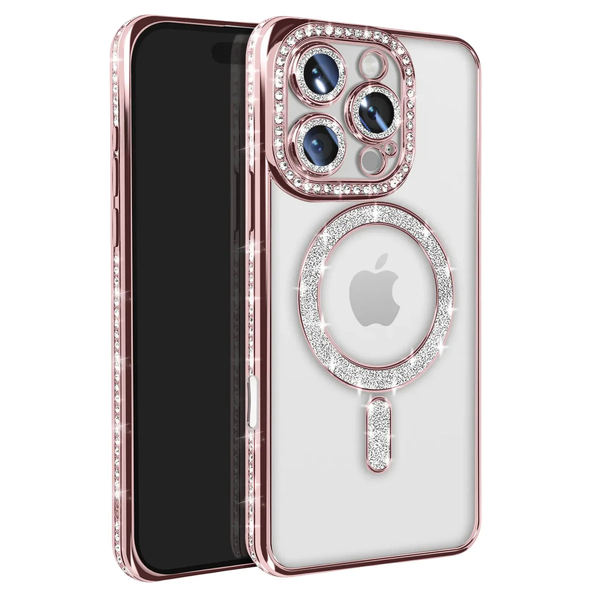 Şık iPhone 16 Pro Max Kılıf - Joke Simli Magneticsafe Pembe