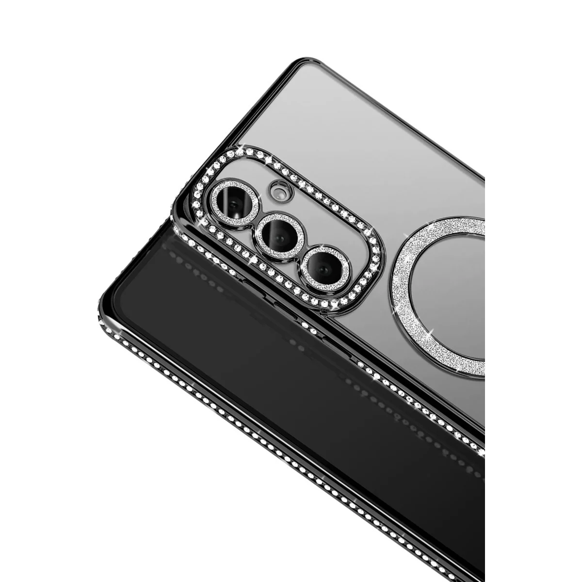 Şık Joke Simli Magneticsafe Kılıf - Galaxy S26 Plus Siyah Parıltılı TPU Kılıf