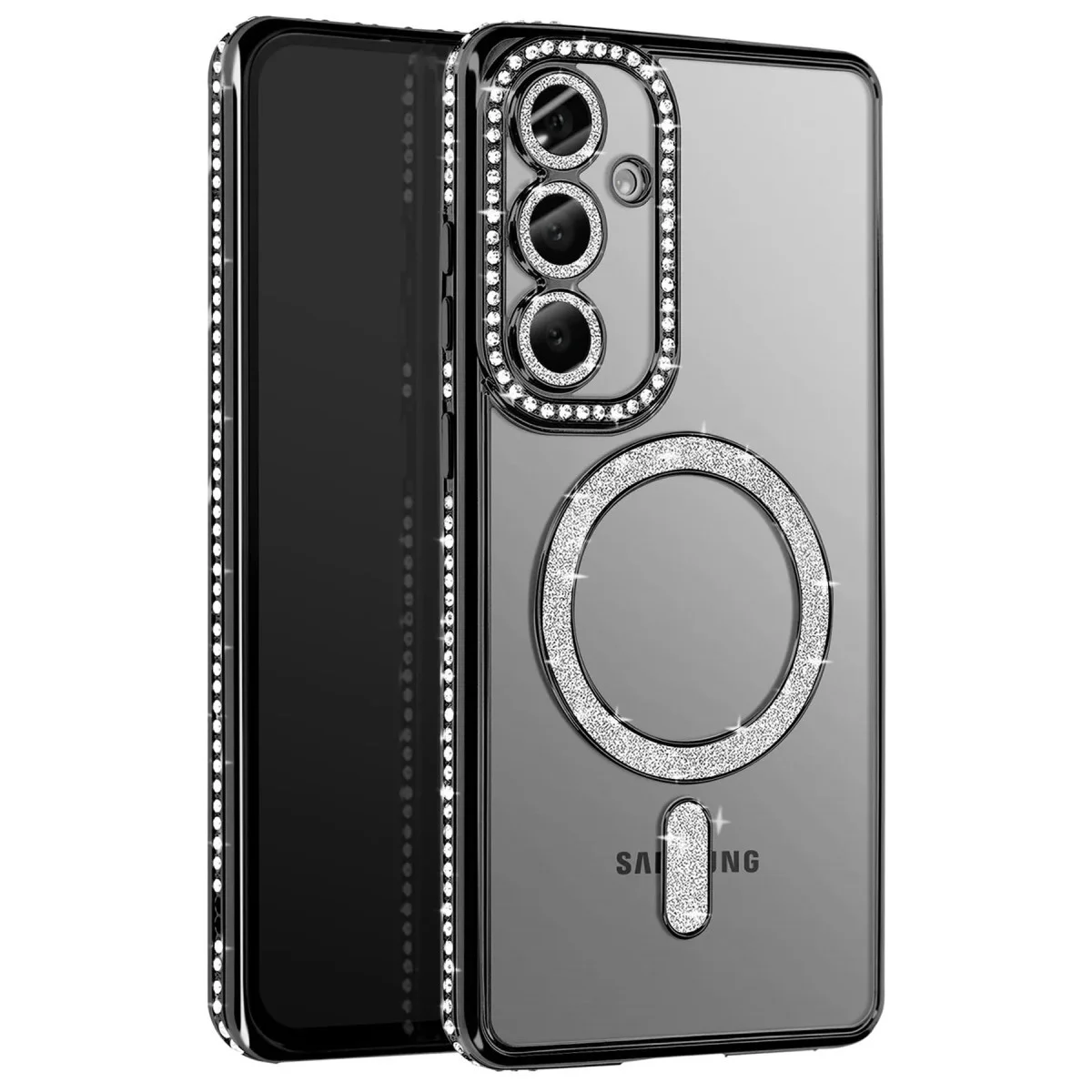 Şık Joke Simli Magneticsafe Kılıf - Galaxy S26 Plus Siyah Parıltılı TPU Kılıf