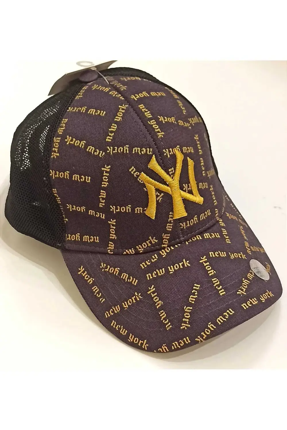 Şık Koyu Gri New York Yazılı Erkek Şapka