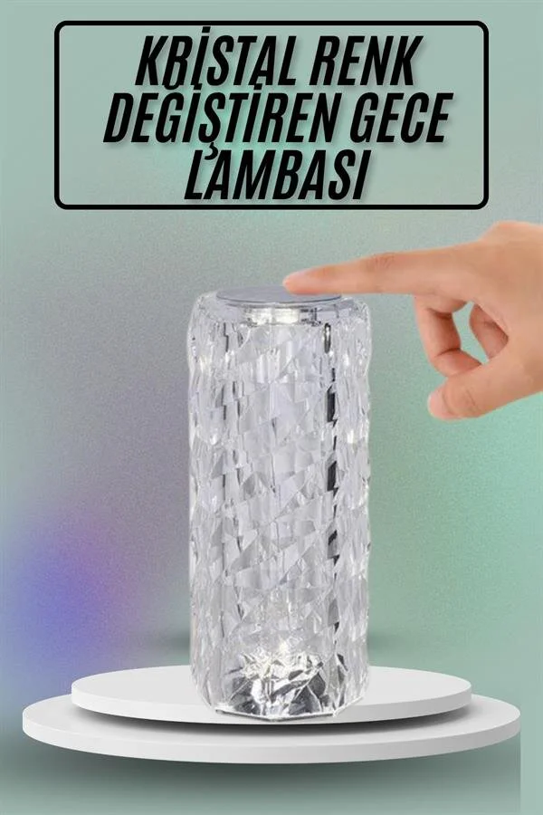 Şık Kristal Masa ve Gece Lambası Sensörlü Şarjlı Aydınlatma Ünitesi