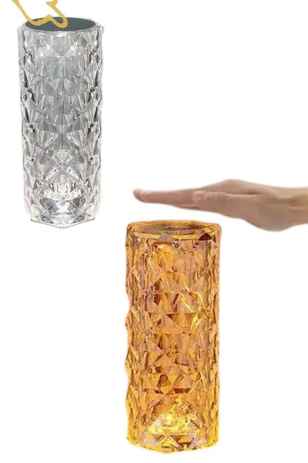 Şık Kristal Masa ve Gece Lambası Sensörlü Şarjlı Aydınlatma Ünitesi