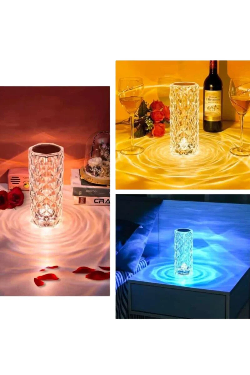 Şık Kristal Sensörlü Şarjlı Masa ve Gece Lambası - E10 Uyumluluğu ve Enerji Tasarrufu