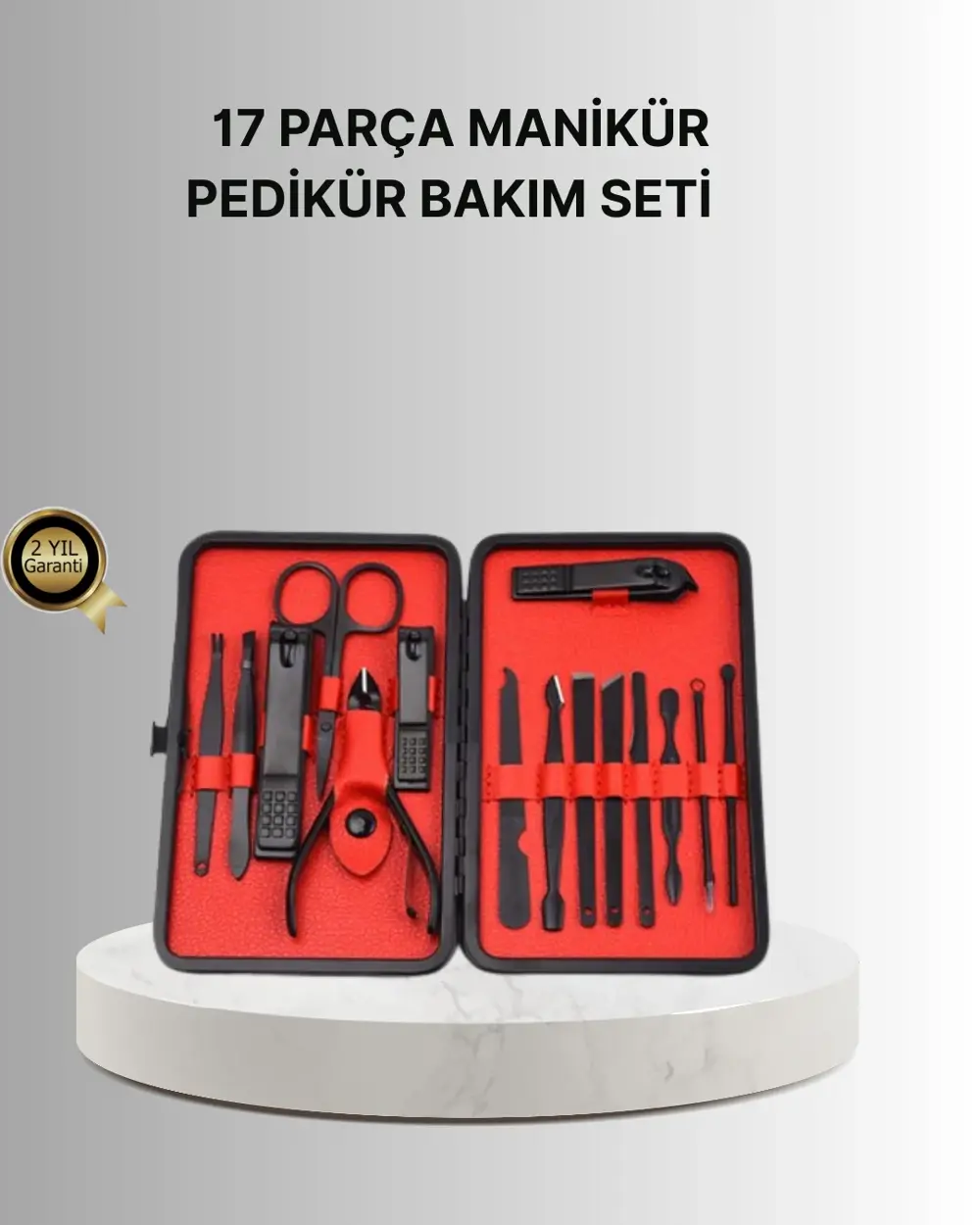Şık Kutu Tasarımlı 17 Parça Manikür Pedikür Seti Dayanıklı ve Hij