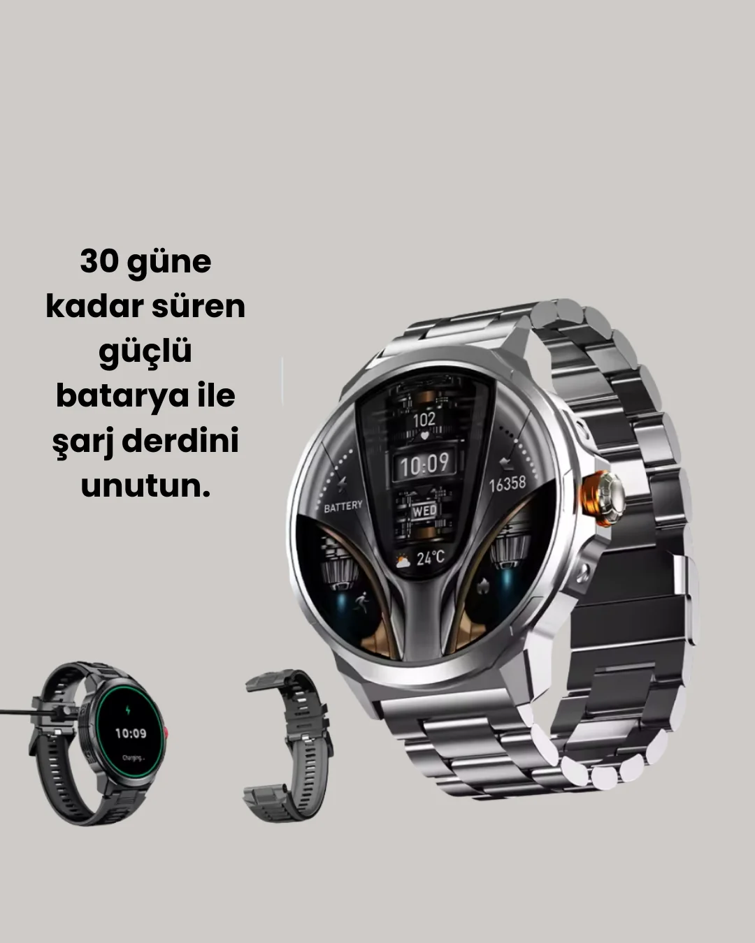Şık Metal Kasa ve Değiştirilebilir Kordonlarla SW80 Smartwatch