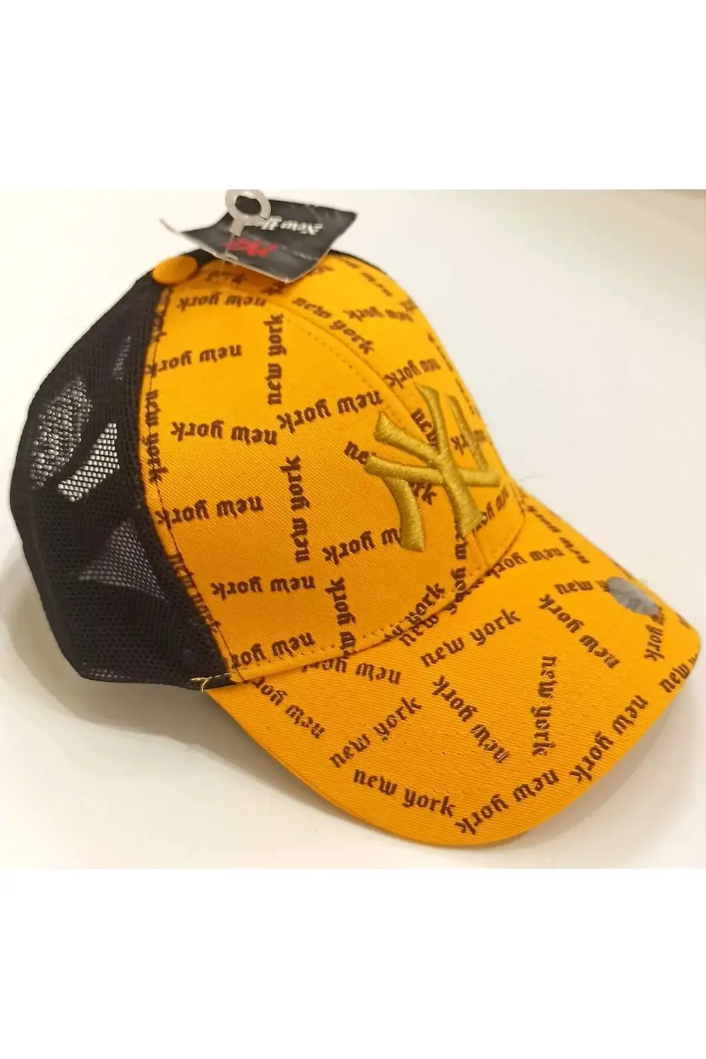 Şık Sarı New York Yazılı Fileli Erkek Şapka