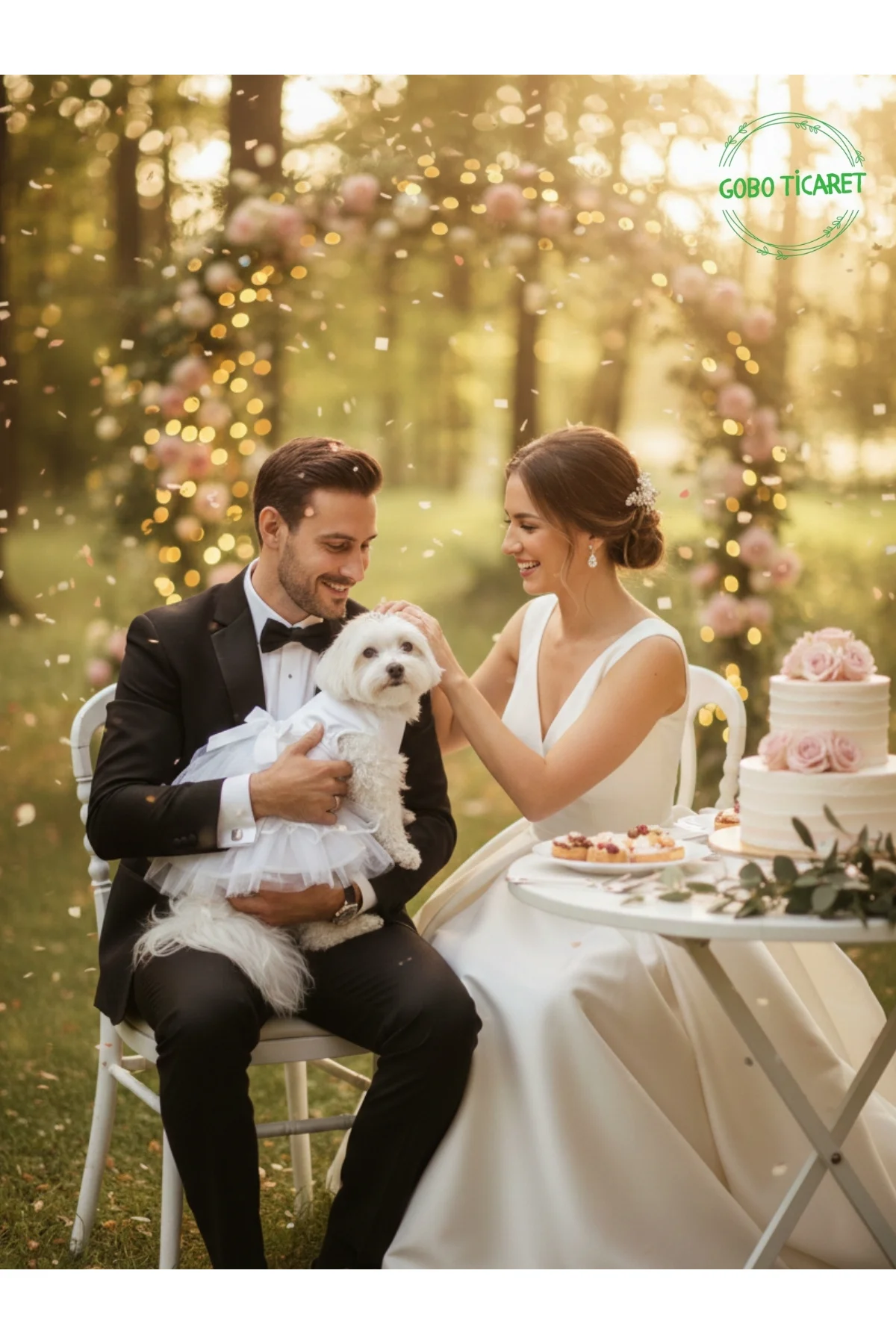 Şık Tasarım Gelinlik & Doğum Günü Abiyesi Kedi Köpek Parti Kıyafeti Elbisesi