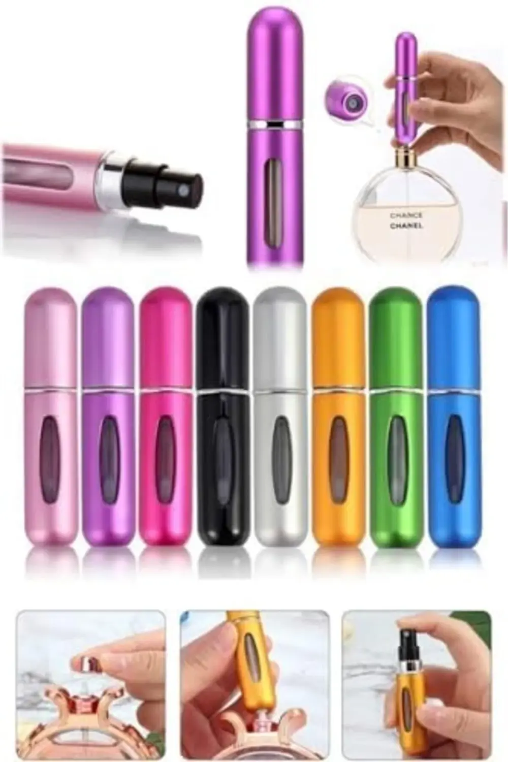 Şık Tasarım Parfüm Doldurulabilin Mini Lüx Şişe Seyehat 5 Ml Cep