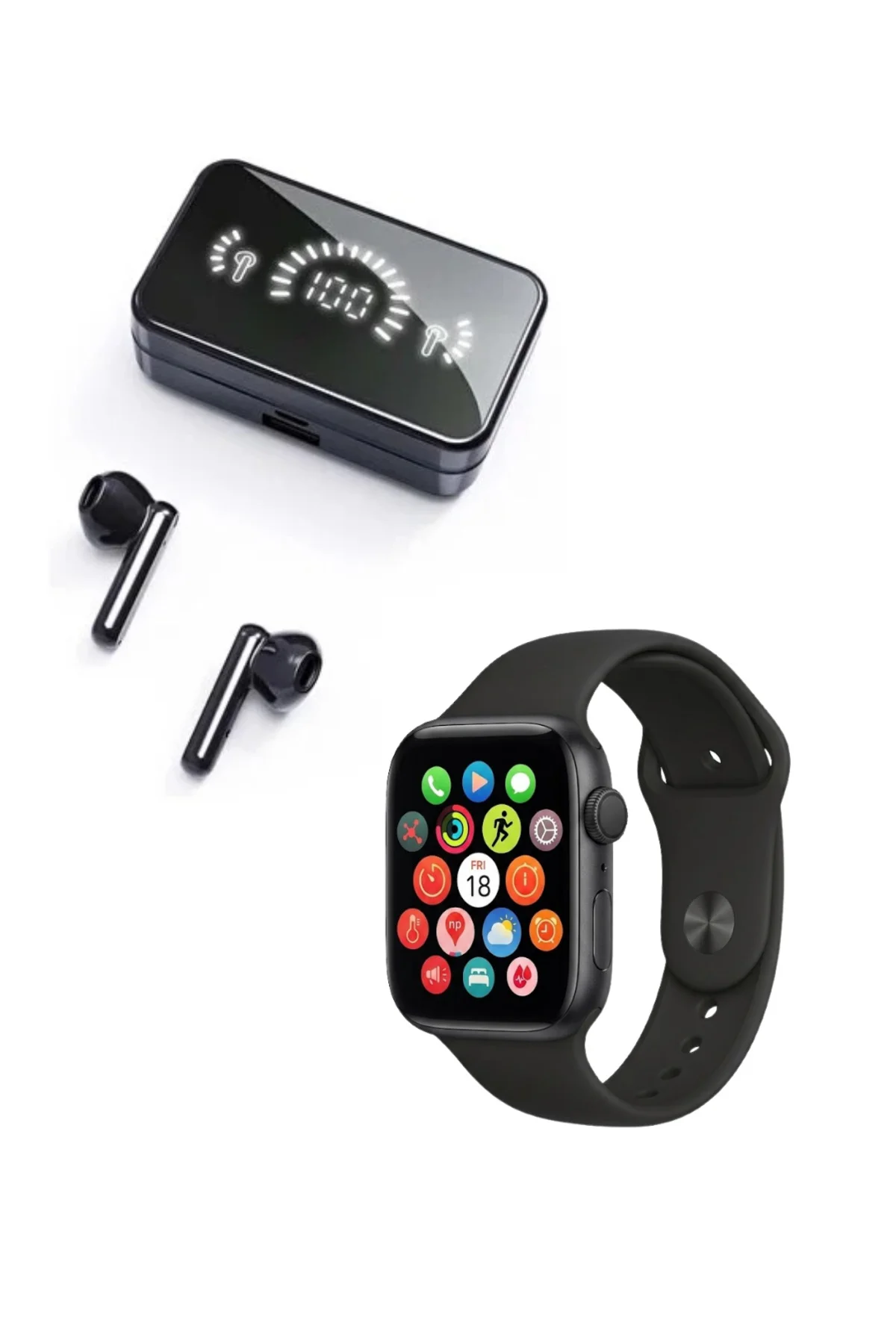 Şık Tasarımlı Akıllı Saat ve Bluetooth Kulaklık Seti Suya Dayanıklı ve Çok Fonksiyonlu